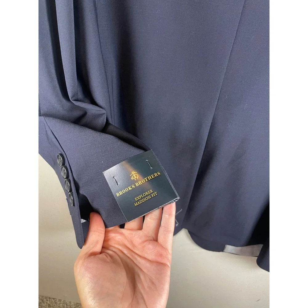 Brooks Brothers Explorer Madison Fit Navy Blue Wool Blend Blazer Jacket 46 REG